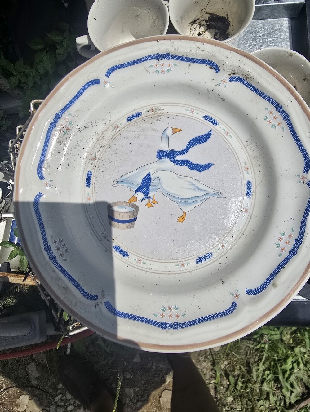 4 - Vintage Goose W/ Blue Ribbon ,Dessert Plates . I Have All Of These Cu,bo, Pl